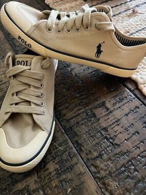 Polo by Ralph Lauren Tan Canvas Low-Top Sneakers